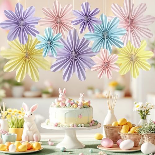 Paper Flowers Decorations for Wall Pastel Paper Flower Fans 10Pcs