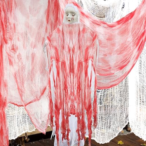 Xgunion Creepy Cloth 315x87 Inch Red Bloody Spooky Gauze