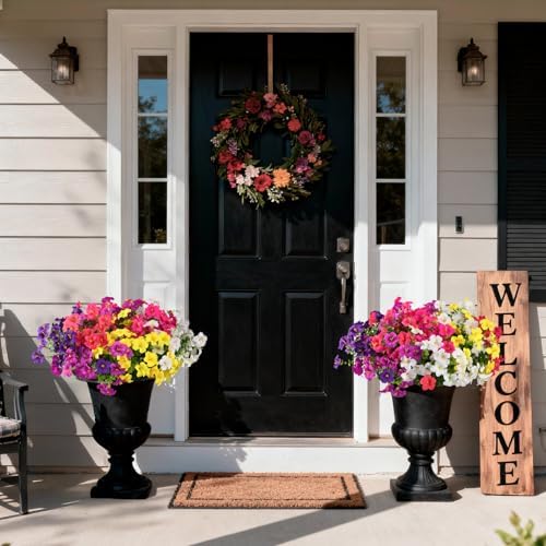 INQCMY Artificial Fake Petunias Flowers for Outdoors Spring Home Decoration