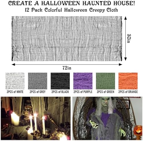 Legigo 12 Pack Halloween Creepy Cloths, Halloween Fabric Yard Decorations