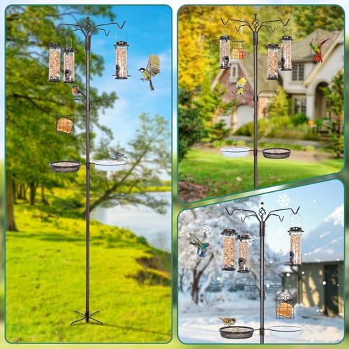 YINGYM Bird Feeding Station Kit, 94 Inch Bird Feeder Pole for Outdoors