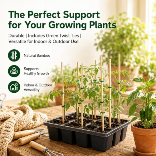 MAQIHAN Plant Stakes for Indoor Plants - 40PCS Plant Support Sticks, 9.8"