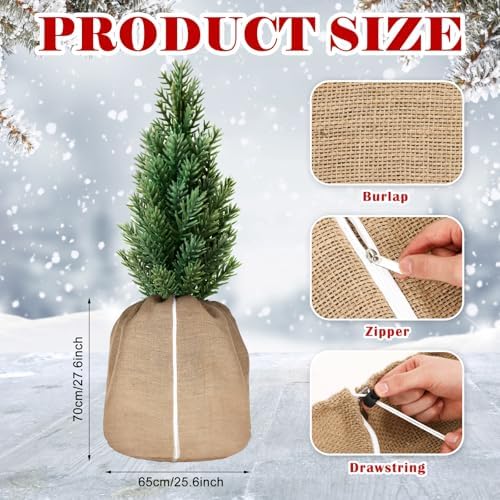 2 Pcs 27.6"x25.6" Burlap Plant Pot Covers Frost Protection