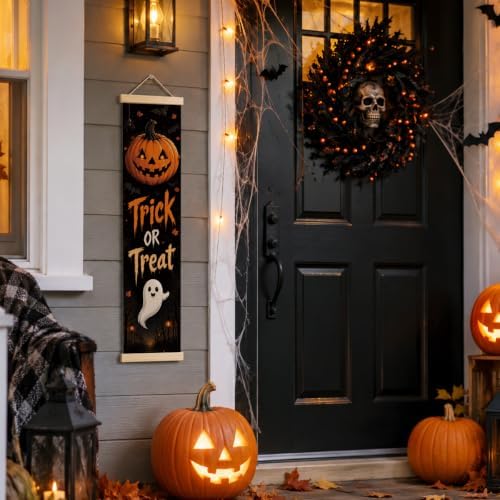 Happy Halloween Banner, Trick or Treat Canvas Decor for Home and Office
