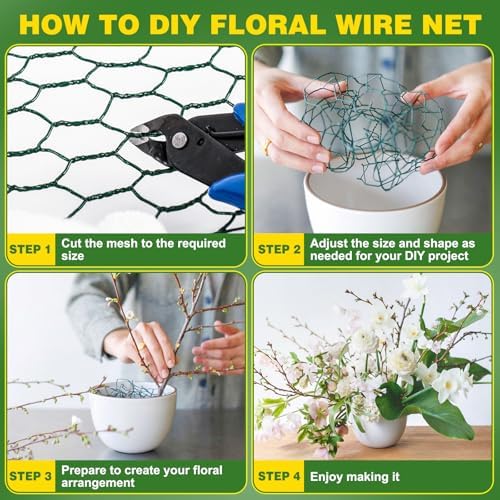 Floral Wire Netting, 15.7 x 118 Inch Chicken Wire for Floral Arrangements, Chicken Wire Floral Mesh Hexagonal Galvanized Netting, Protect Plant & Decorate Flower Arch, DIY Crafts
