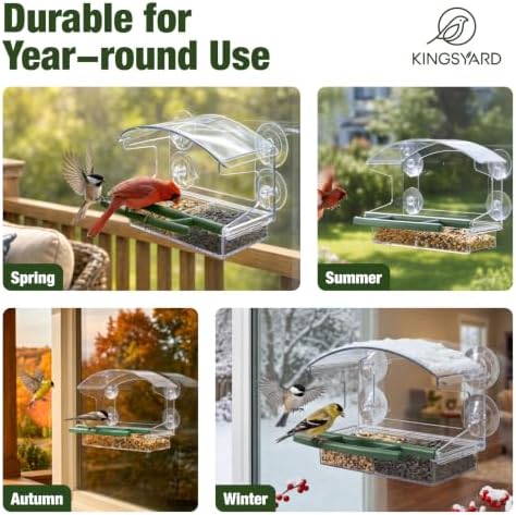 Kingsyard Window Bird Feeder with 4 Extra Strong Suction Cups