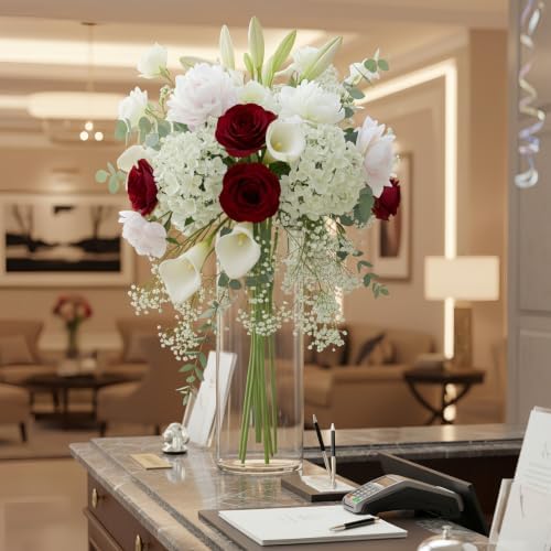 Clear Acrylic Cylinder Flower Vase Large Plastic Centerpieces Vase