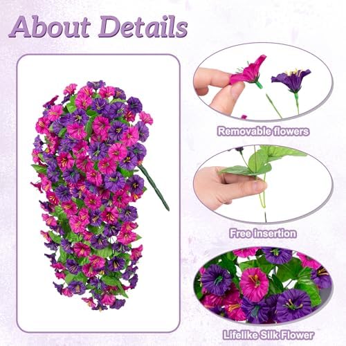Ammyoo Artificial Fake Hanging Flowers Basket for Spring Summer Decor