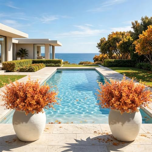 RECUTMS 12Pcs 13.8" Artificial Fall Plants Faux Outdoor Plants Fake Bushes