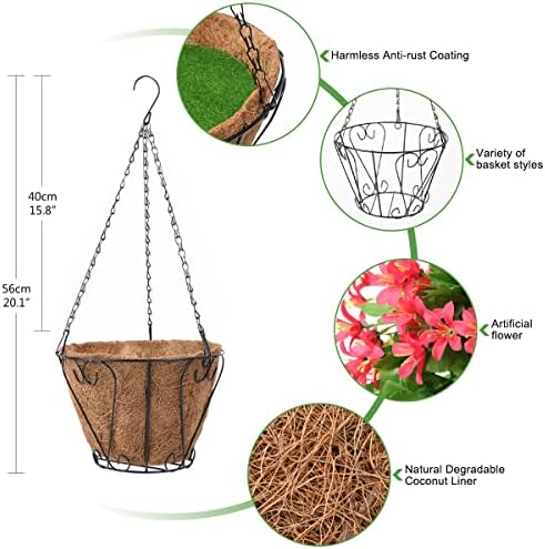 INQCMY Fake Hanging Flowers with Basket Artificial Violet for Outdoor