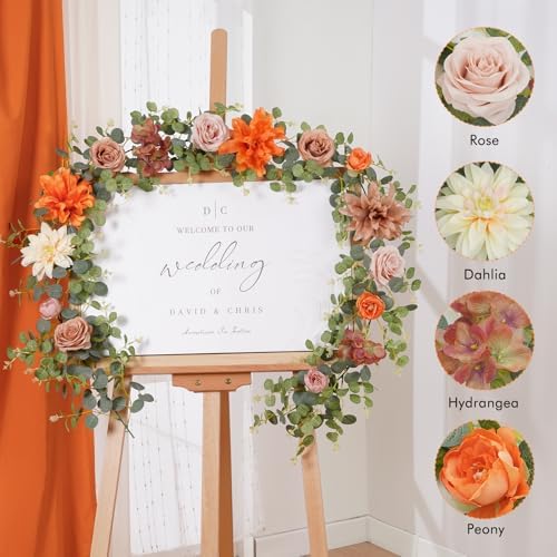 Waipfaru 6Ft Fall Garland Decor, 2 Pack Eucalyptus Flower Garland for Table
