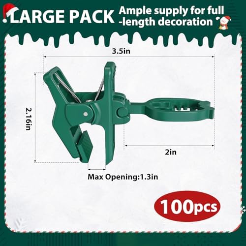 100 Pack C7 C9 Christmas Light Spring Clips, Heavy Duty, Fit E12 E17 Bases