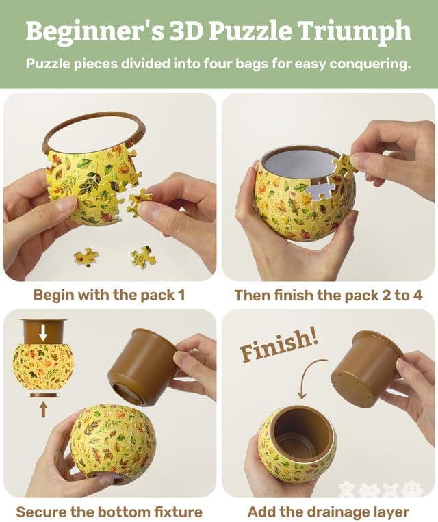PieceRelax Unique 3D Puzzle Planter - 80 Plastic Pieces [K1154]