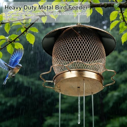 Bird Feeder for Outdoors Hanging, Heavy Duty Metal Wild Bird Feeders
