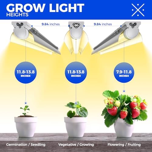 Barrina 3FT T8 Grow Light, 30W Full Spectrum Plant Light, Yellow, 6 Packs