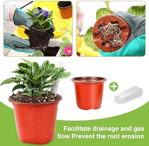 LWWTBS 4" Plastic Plant Nursery Pots 200 Pcs with 200 Labels