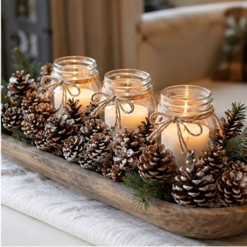 Bulk Lot White Washed Real Pine Cones – Approx. 1500 Assorted Natural Pinecones in 2 lb Bag – Rustic Fall Decor, Christmas Bowl Fillers, DIY Crafts, Wreath & Table Decorations