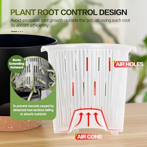 3Packs 7.2 Inch Self Watering Orchid Pots for Indoor Plants,Macetas para Orqudeas,Flower Pots for Indoor Plants with Holes（Black）