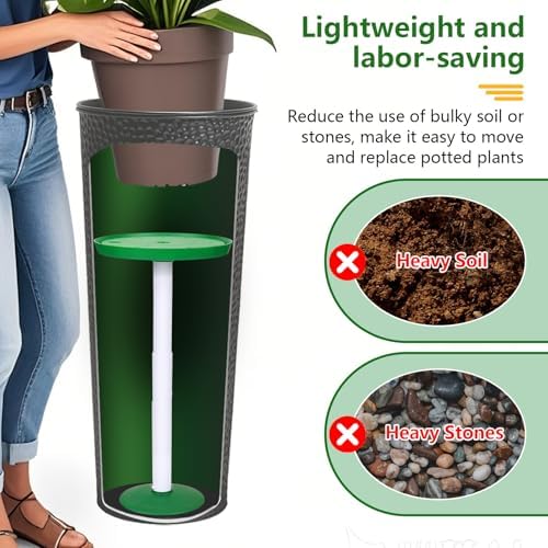 Adjustable Height Planter Inserts for Large Pots, Portable Planter Filler Plant with 11-17" Rise , 6" Base, 8" or 10" Top (Green, shorts)