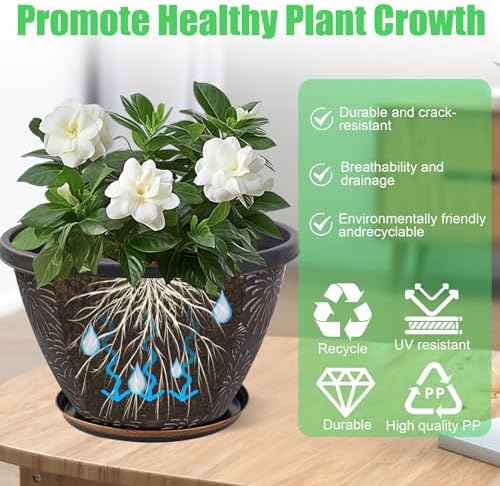 Nooulap 6 Pack 8 inch Plant Pots