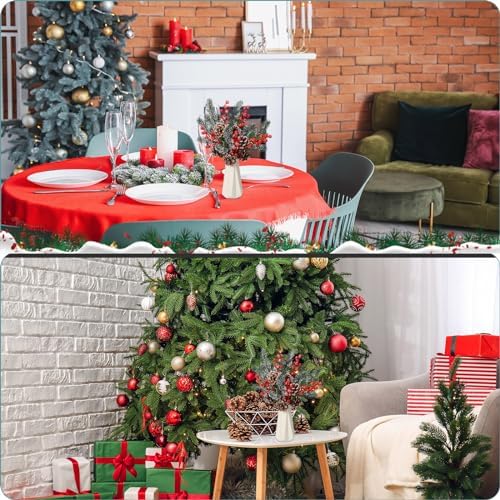 Yuxung 24 Pack Christmas Flower Picks Red Picks Pine Picks Set 11 Inch Pine Snowy Flower Berry Picks Artificial Pine Cones Holly Stem Craft Fake Berry Branches for Christmas Xmas DIY Tree Decor