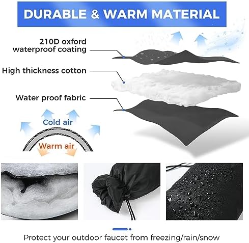 Outdoor Faucet Covers for Winter Freeze Protection, 2 Pack 6.7" x 9.5" Hose Bib Cover, Water Spigot Covers Winter Insulated, Pipe Wrap Insulation Cover Socks Outside Faucet Freeze Protector