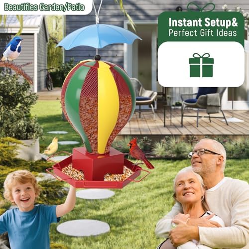 All-Metal Bird Feeder for Outdoors, Squirrel Proof Hanging Bird Feeder