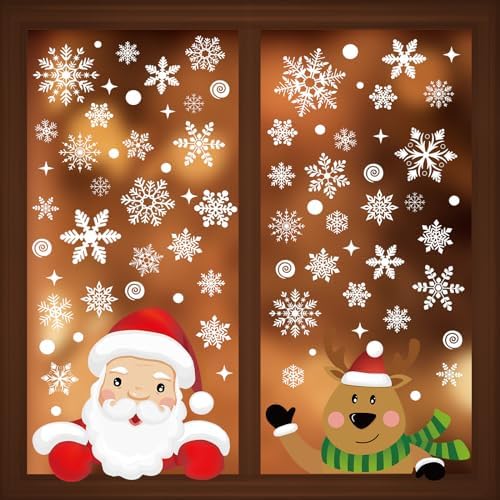 286 PCS Christmas Decorations Snowflake Window Clings Stickers for Glass Xmas Window Decorations