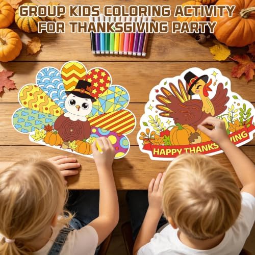 12 PCS Thanksgiving Coloring Placemats Turkey Thanksgiving Paper Placemats