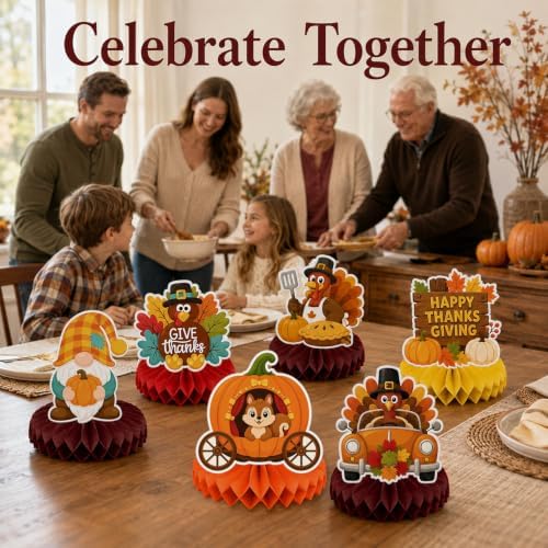 12Pcs Thanksgiving Decorations Thanksgiving Honeycomb Centerpieces