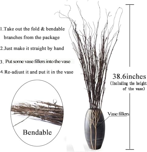FeiLix 10PCS Dried Artificial Branches，Bendable Fake Vines Greenery Plants