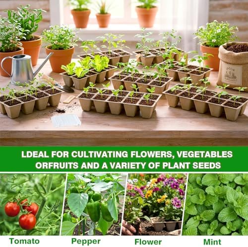 360 Cells Seed Starter Tray, 36 Pack Germination Peat Pots with 100 Labels, Plant Starter Kit for Seedlings