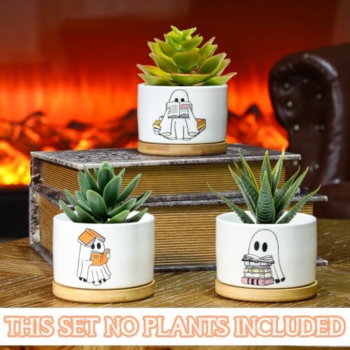 Mimorou 3 Pcs Ghost Succulent Planters Pots, Boo Basket Stuffers for Women