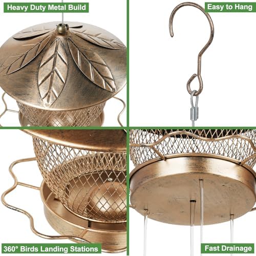 Bird Feeder for Outdoors Hanging, Heavy Duty Metal Wild Bird Feeders