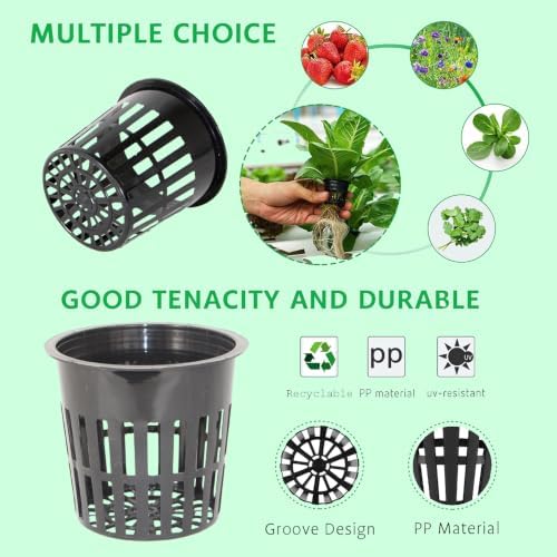 30 Pack 4 Inch Net Pots, Lightweight Slotted Mesh Net Cups for Hydroponics, Economy Hydroponic Pots for Indoor Outdoor Growing