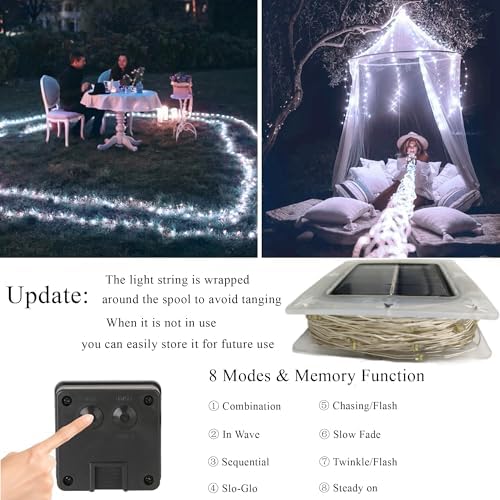Joomer Solar Fairy Lights, 2-Pack Total 80FT 240LED String Lights, White