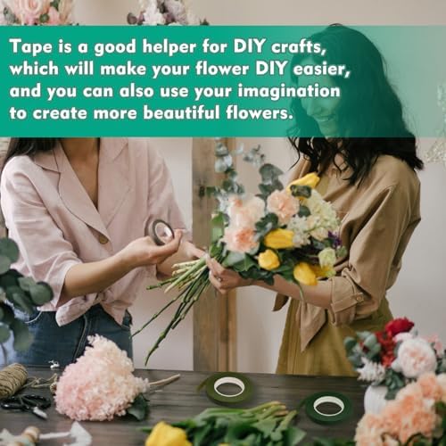 Floral Tape, 1/2inch Light Green Flower Tape for Bouquet Floral