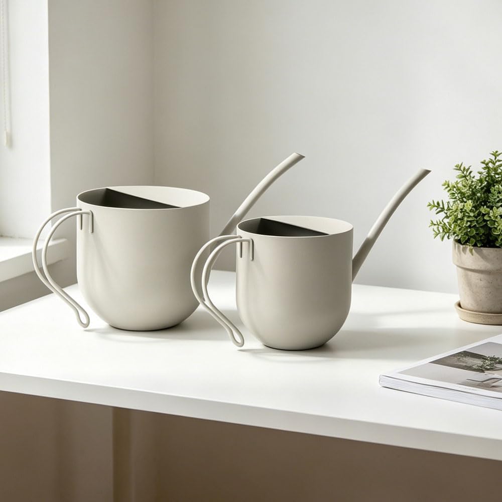 Gray Watering Can 50oz Stainless Steel for Indoor Plants | Comfortable ergonomic handle with leak-resistant design
