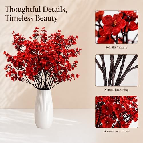 Mandy's 6 Bundles Artificial Red Baby’s Breath Flowers