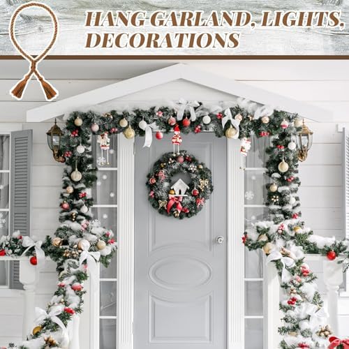 Dingion 20 Pcs Christmas Garland Decorative Banister Ties with Tassel 25.2 Inches Christmas Reusable Twist Ties for Garland Fireplace Staircase Banister Home Xmas Holiday Decorations(Brown)