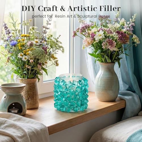 DOMESTAR Teal Fake Ice Rocks, 150 PCS Acrylic Crystal for Vase Fillers