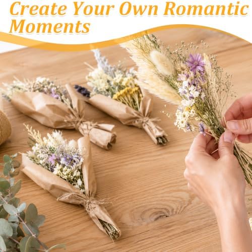150Pcs DIY Natural Dried Flower Set, Preserved Mini Flowers Bouquets