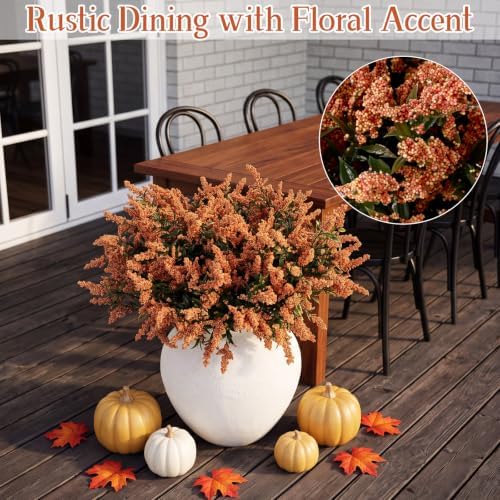 Zeyune 12 Pcs Fall Faux Yellow Orange Berry Stem, 14 Inch Sedum Berry Pick