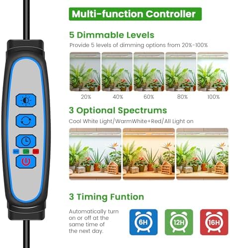 Wiaxulay 8in Grow Lights for Indoor Plants, Full Spectrum Plant Light Strip