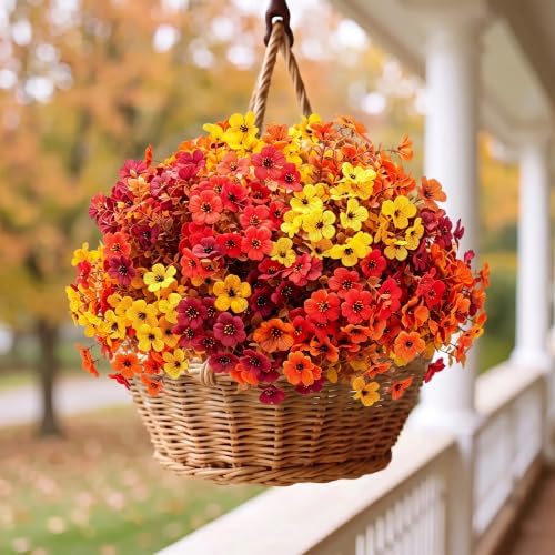 20 Pcs Artificial Fall Flowers for Outdoors Fake Mums Fall Decor