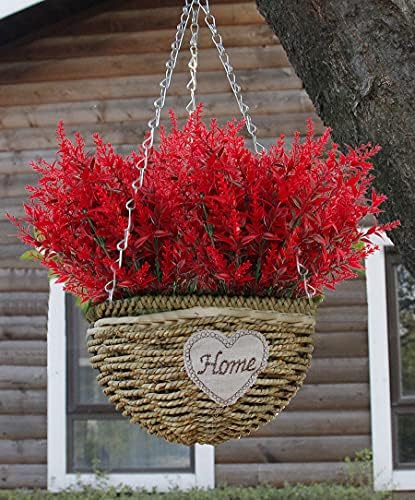 RECUTMS Artificial Outdoor Flowers,Faux Fall Plant Plastic Lavender Bouquet