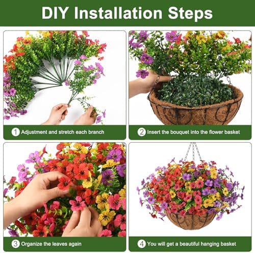 Artificial Fake Hanging Flowers Plants Basket for Outdoor Decoration