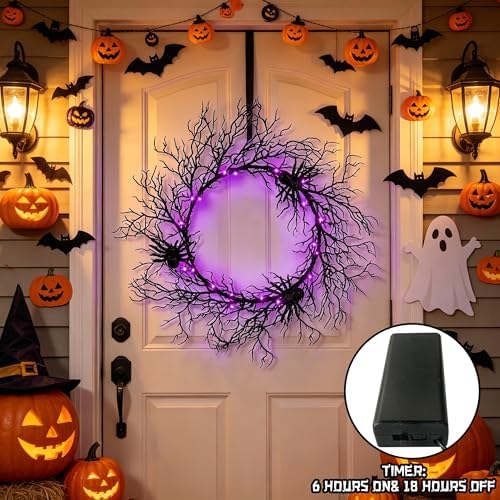 Adroiteet 24" Halloween Wreath for Front Door Halloween Decorations Outdoor