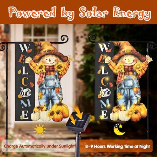 Thanksgiving Garden Flag, Scarecrow Fall Porch Decor, 28x40 In