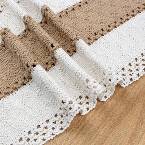 FEXIA Boho Table Runner for Fall Home Decor 12x90 Farmhouse Woven Runner